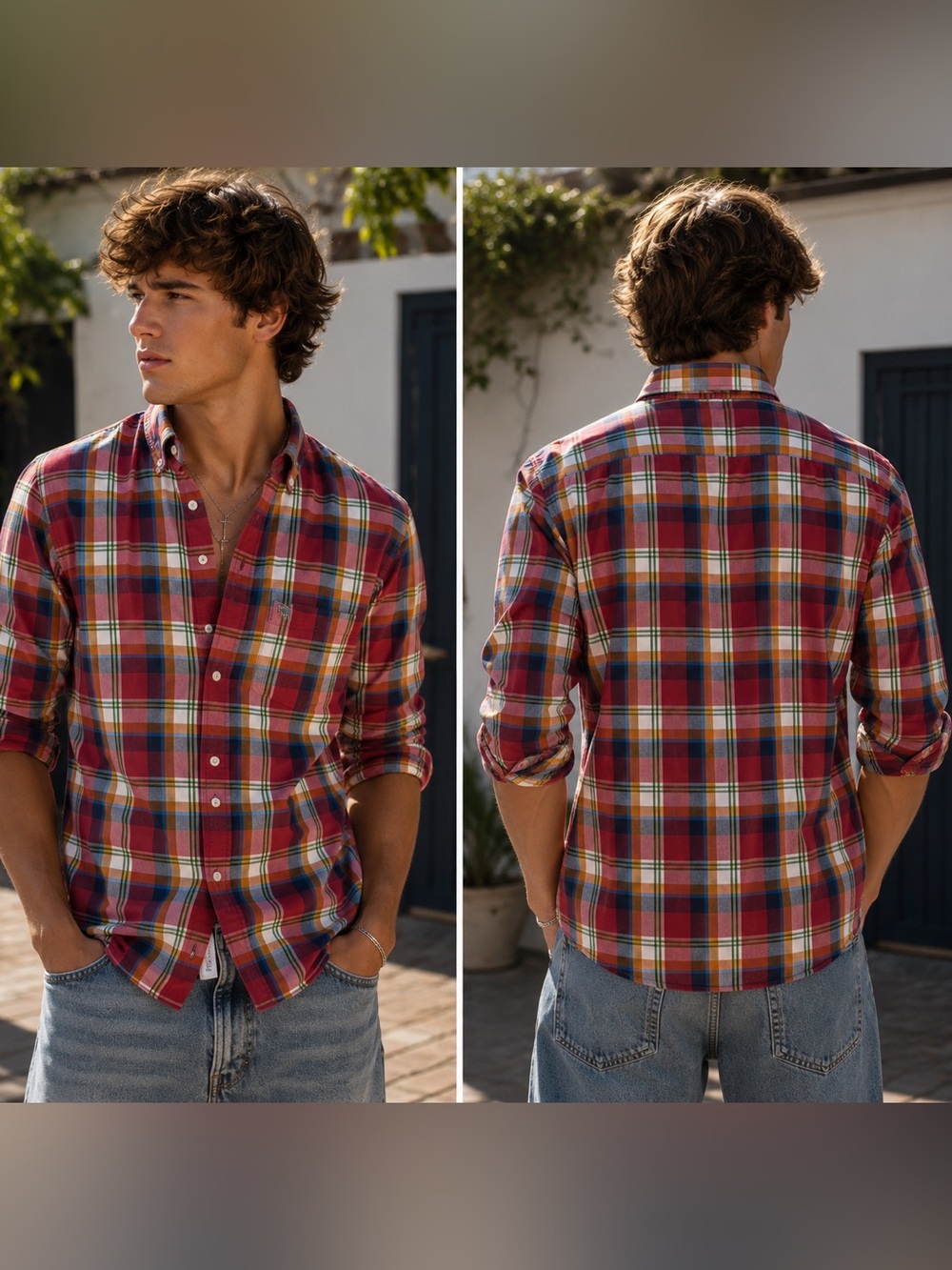 Y2K Abercrombie & Fitch Men's Plaid Button-Down Shirt